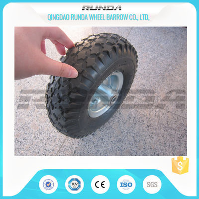 China Las ruedas de goma neumáticas de la válvula de Staright, echador neumático ruedan el borde del acero 3.50-6 proveedor